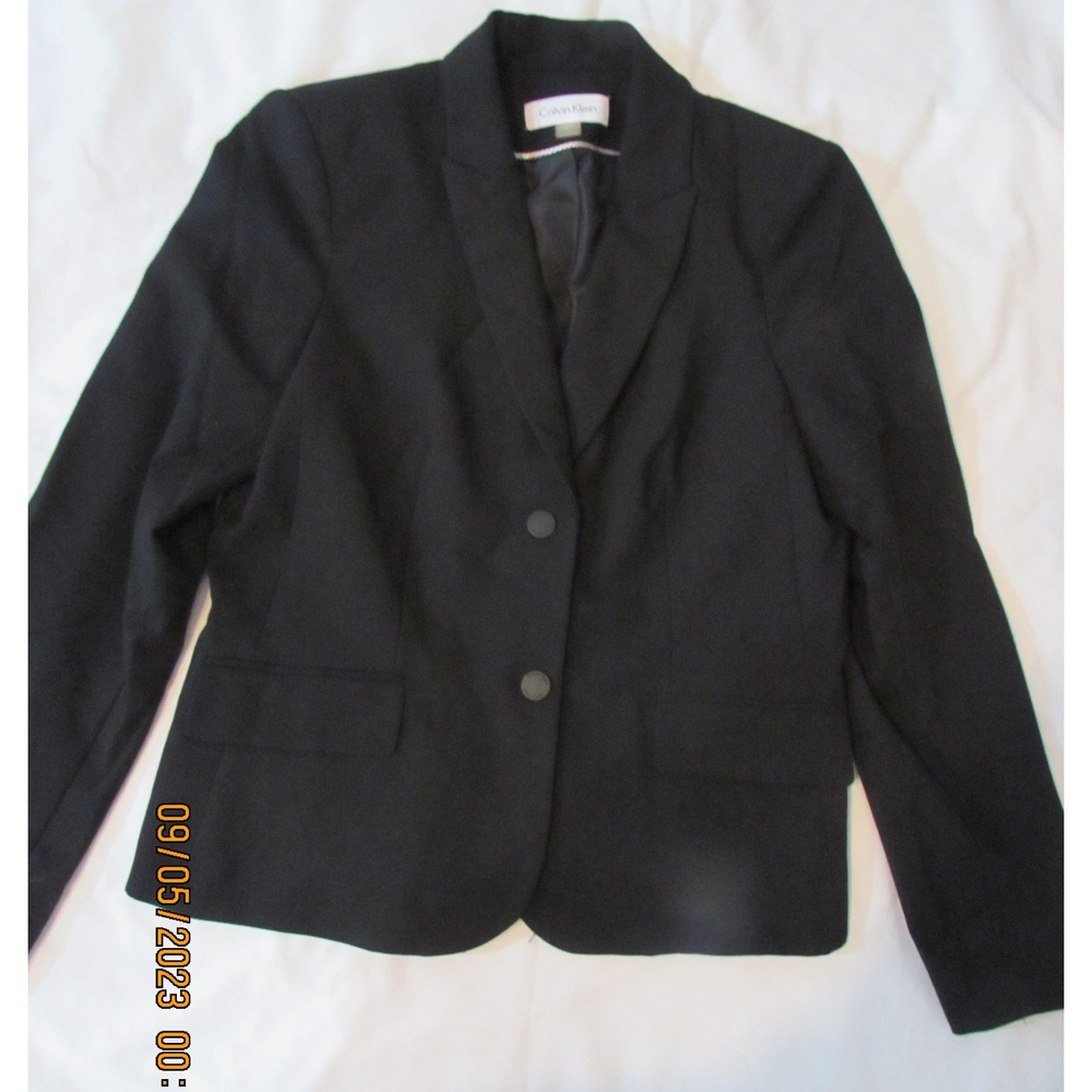 CALVIN KLEIN SIZE 10 WOMEN'S BLACK BLAZER JACKET BUSINESS WORK OFFICE CASUAL